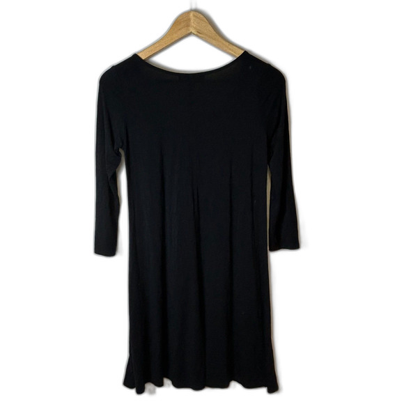 Lulus Twirl Power Black Scoop Neck 3/4 Sleeve Swing Mini Dress Size S - Picture 6 of 9